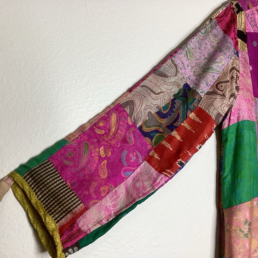 Patchwork Silk Reversible Jacket Lg - image 7